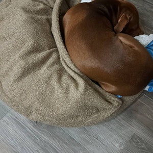 Big Dog Cave Bed Plush Boucle Puppy Donut Bed Round Calming Nesting Dog ...