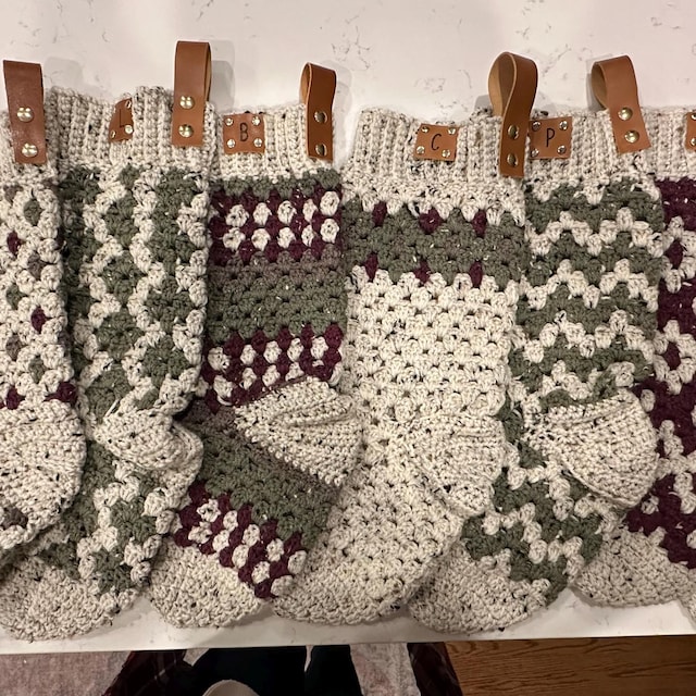 A customer's finished Granny All the Way Stocking Collection Crochet Pattern