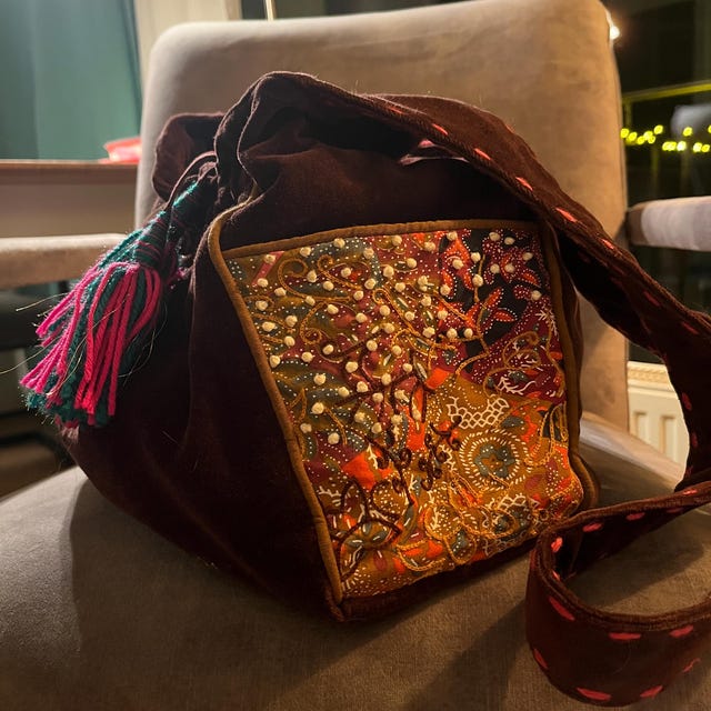 Crossbody Velvet Bag, Long Strap Velvet Shoulder Bag