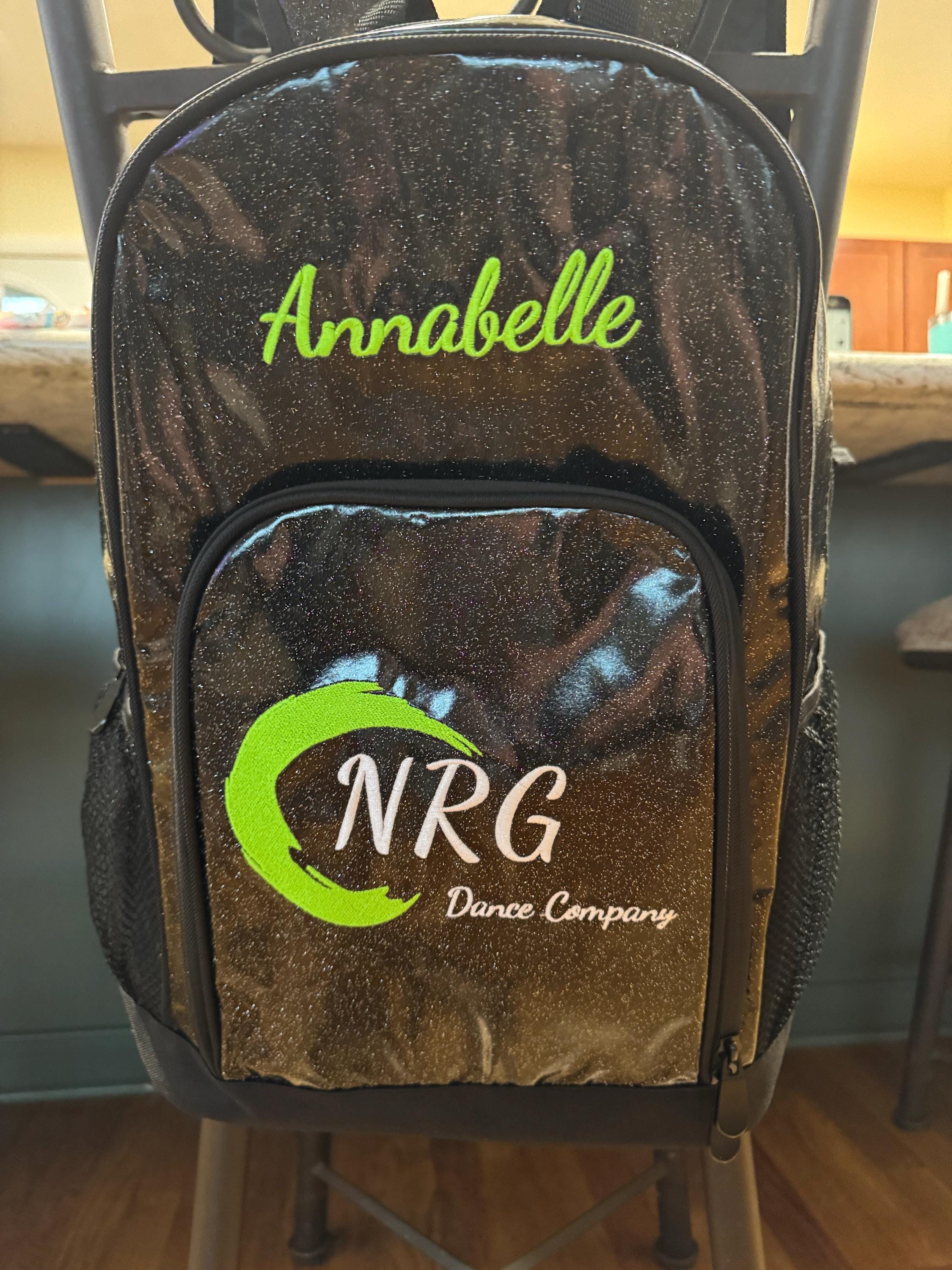 Personalized Embroidered GLITTER Backpack Cheer Bag Sports Backpack - 6 Colors