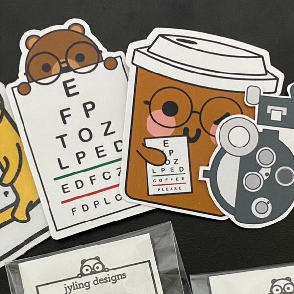 Acuity Sticker Bear Eye Chart Sticker | Snellen Visual Acuity Optometry Sticker Decals ...