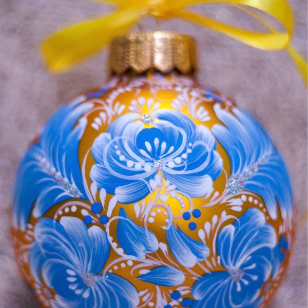 Clock  / blue / Hand painted / Petrykivka / Christmas / Easter gift main image 1