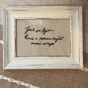 Handwritten Embroidery Art - Custom Framed Message from a Loved One wedding vows