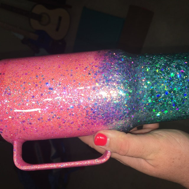 Pink, Teal Glitter Tumbler – Valley Creek Market