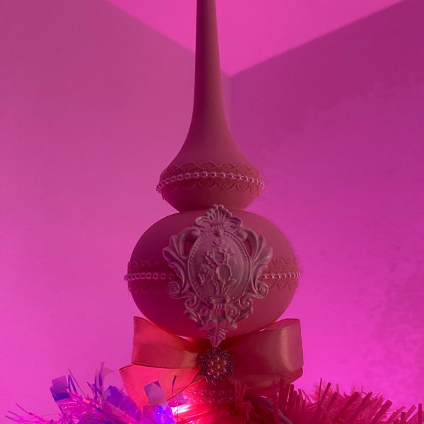 Large Pink Tree Topper Pink Christmas Tree Topper Ornament for Christmas Tree Blush Pink Tree ...