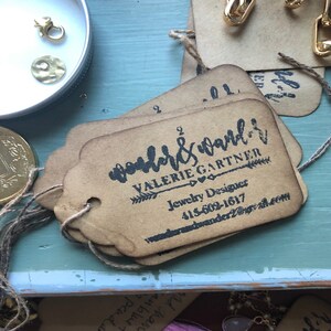 COFFEE Stained TAGS Pre-strung Hanging Price Tags 2.75 X 1 11/16 REAL ...