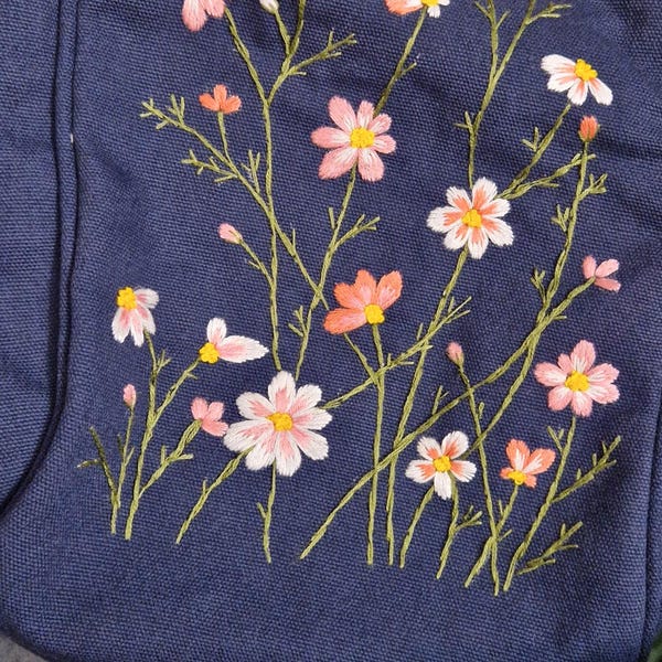 Pink hand embroidered lune bag main image 1