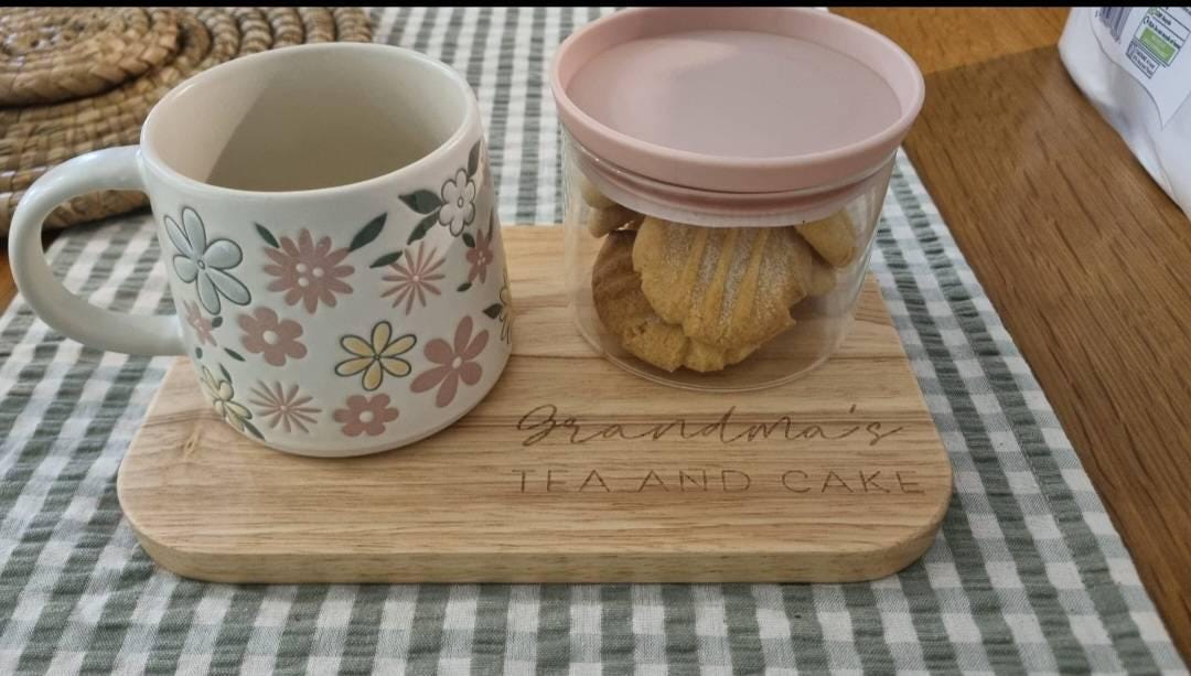 Personalized Custom Engraved Wooden Tea & Biscuit Board Serving Board Novelty Gift Birthday Valentines Housewarming Wedding Christmas