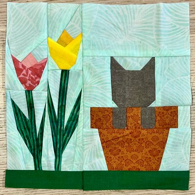 Spring Kitty Foundation Paper Pieced FPP PDF Quilt Block Pattern - Etsy