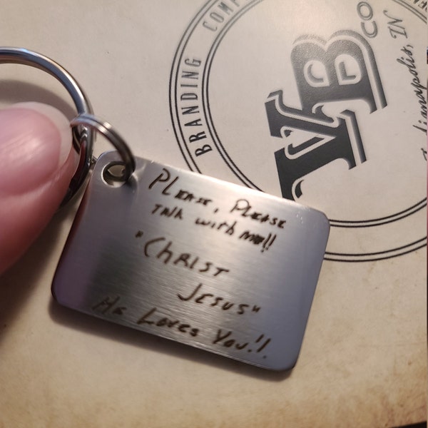 Handwritten Key Chain -your Handwritten Image, or Custom Font Text ...