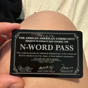 N-word Pass Novelty - Etsy