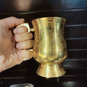 Vintage Brass- plated Etched Tray | Ornate Middle Eastern Boho Decor | Rustic Wabi-Sabi Accent Plate 12.5”