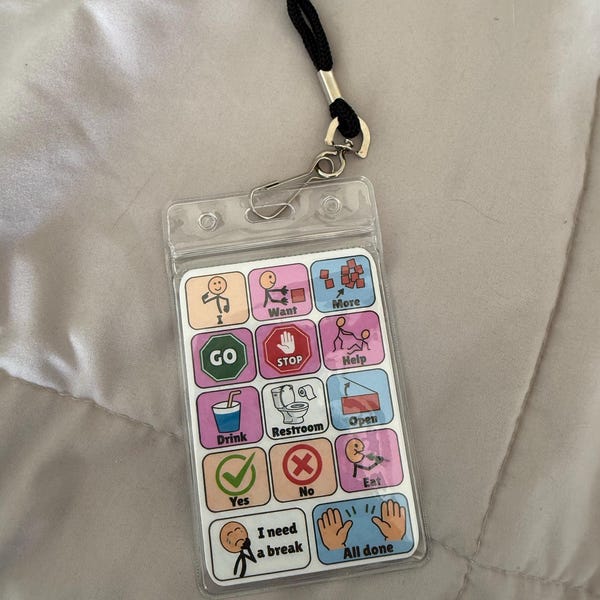 Mini AAC Core Board With Lanyard | Nonverbal Communication Tool - Etsy