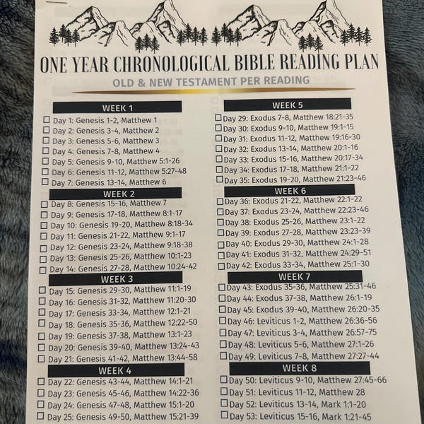 Chronological Bible Reading Plan: 365-day Printable Tracker (digital ...