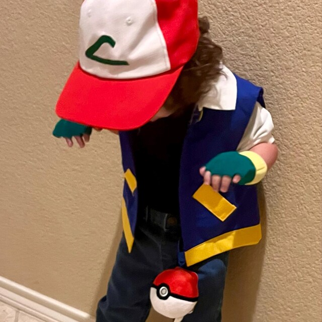 子供用 - ポケモントレーナー サトシ コスプレ衣装 3点セット - 帽子