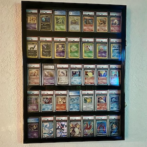 35 Graded Sport Cards / Collectible Trading Card Display Case Wall Cabinet  W/98% UV Door Lockable - Etsy