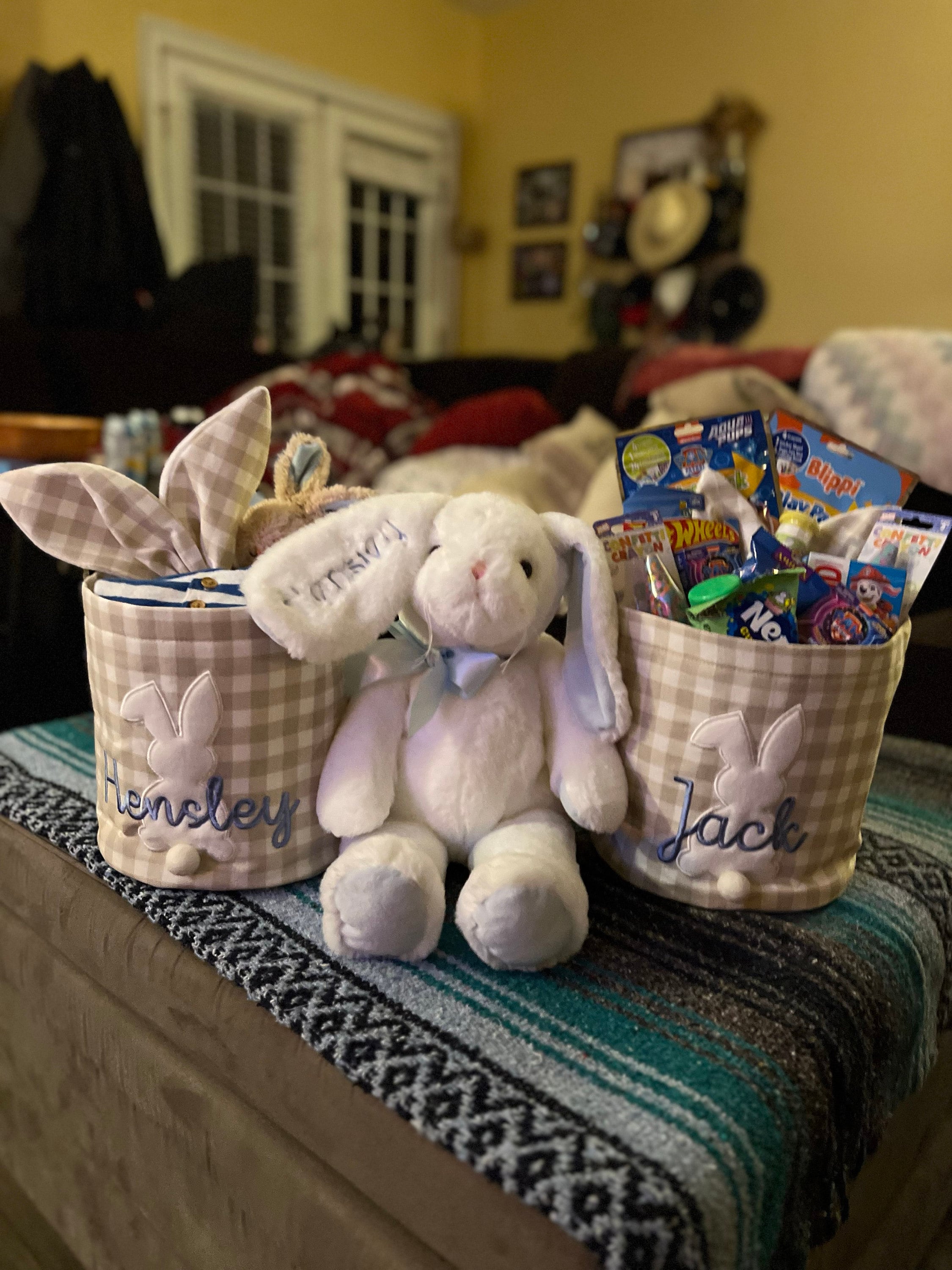 Personalized Easter Basket. Custom Embroidered Easter Bunny. Kids Easter Basket. Baby Girl And Boy Basket. Egg Basket For Easter Activities.