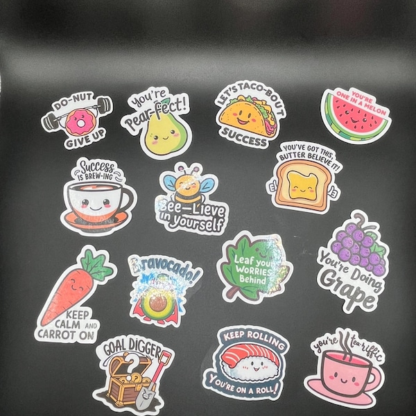 Motivational Pun Sticker PNG Bundle, Daily Affirmation Positivity ...