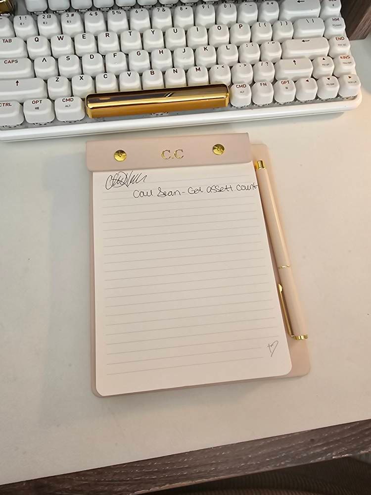 REFILLABLE NOTEPAD with a  matching pen/Personalised Refillable notepad/Magnetic pen attachment/personalised gift