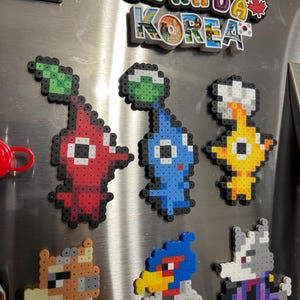 Red, Blue, and Yellow Pikmin Nintendo Magnet Keychain Perler