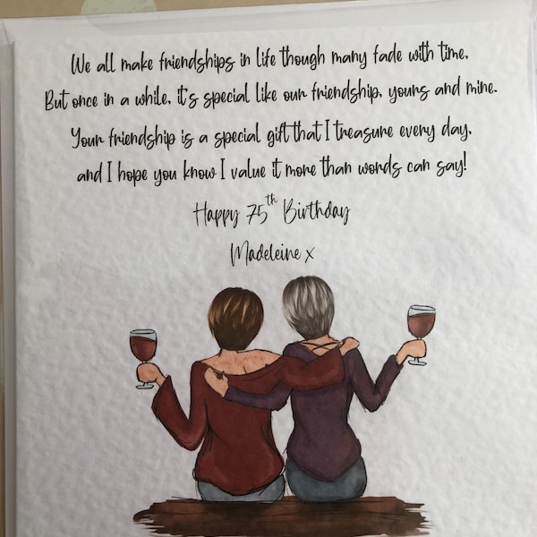 Women's Personalised Best Friend Happy Birthday Handmade Card for ...