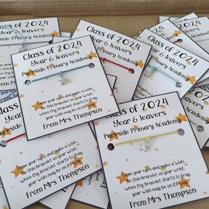 Bulk Personalised School Leaver Gifts Wish Bracelets Class of 2024 ...