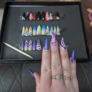 Egypt Rainbow Press on Nails Stiletto Nails Luxury - Etsy