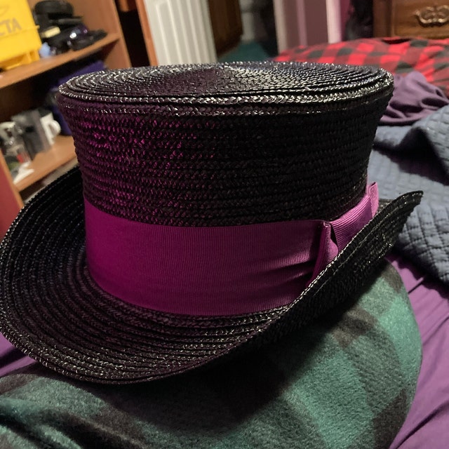Black Straw Top Hat for Men and Women - Stylish Low Top Hat for