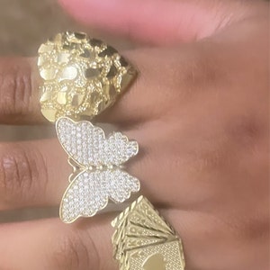 Men's 10k Yellow Gold Royal Flush Poker Ring – Lucky Nugget Band With Hearts Hand, Size 11