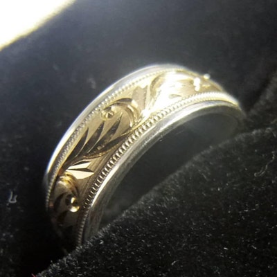 Silver and Gold 5mm Mens Womens Two-tone .925 Sterling Silver & 10K ...