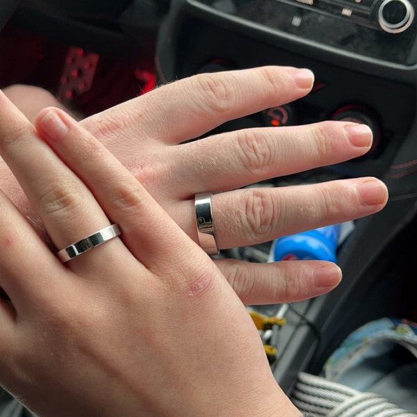 Matching Opsite Rings Personalised Yin and Yang Couples Rings, Stainless Steel. 4/6mm ...