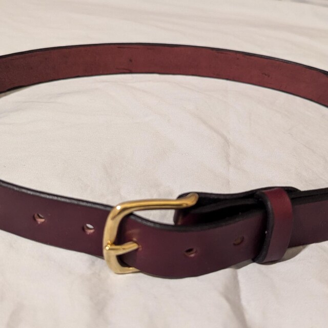 Handmade Burgundy Full-grain Leather Belt - Etsy display picture 2