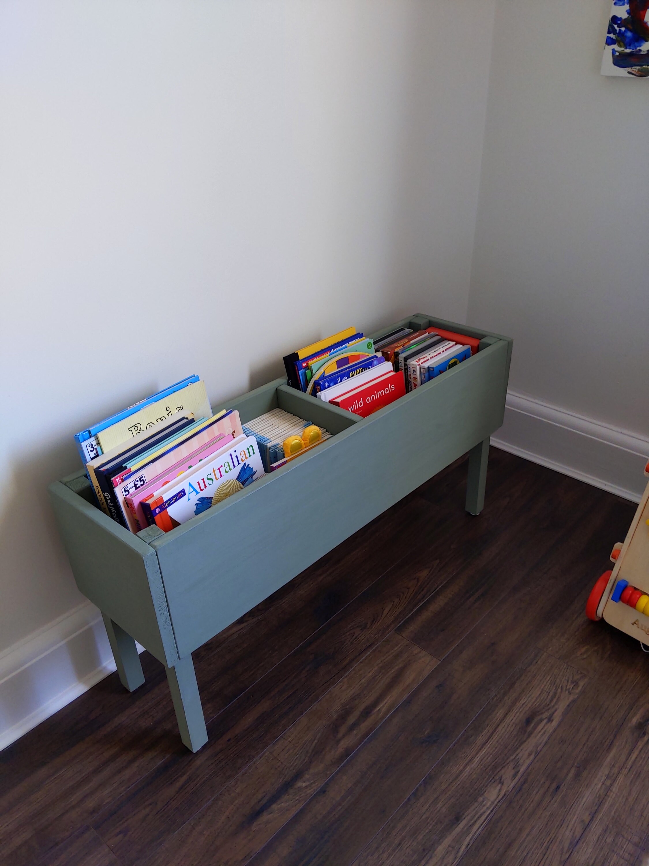 bookshelf and toy box combo