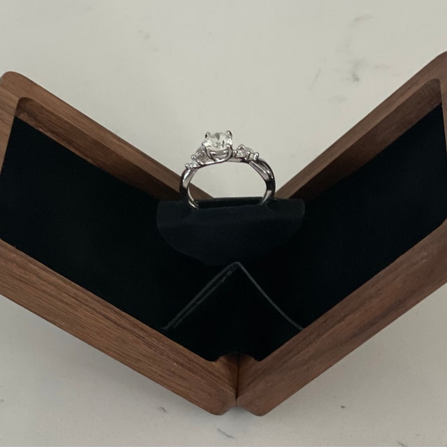 Thin Rotating Engagement Ring Box Anniversary Gift Wooden - Etsy