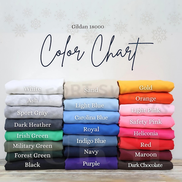 Gildan 18000 Color Chart, Color Chart Mockup, Sweatshirt Mockup, Gildan