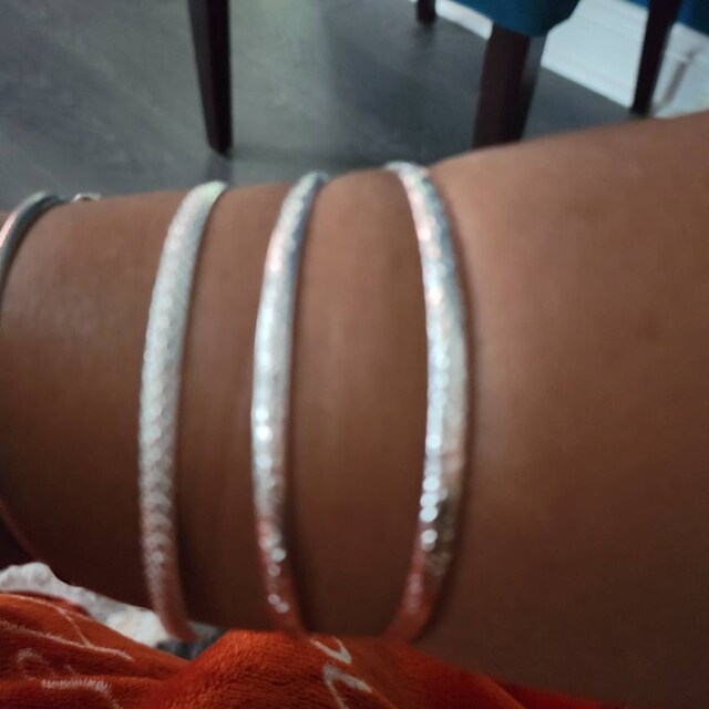 Vine Pattern Bangle Bracelet in Sterling Silver / 925 Skinny