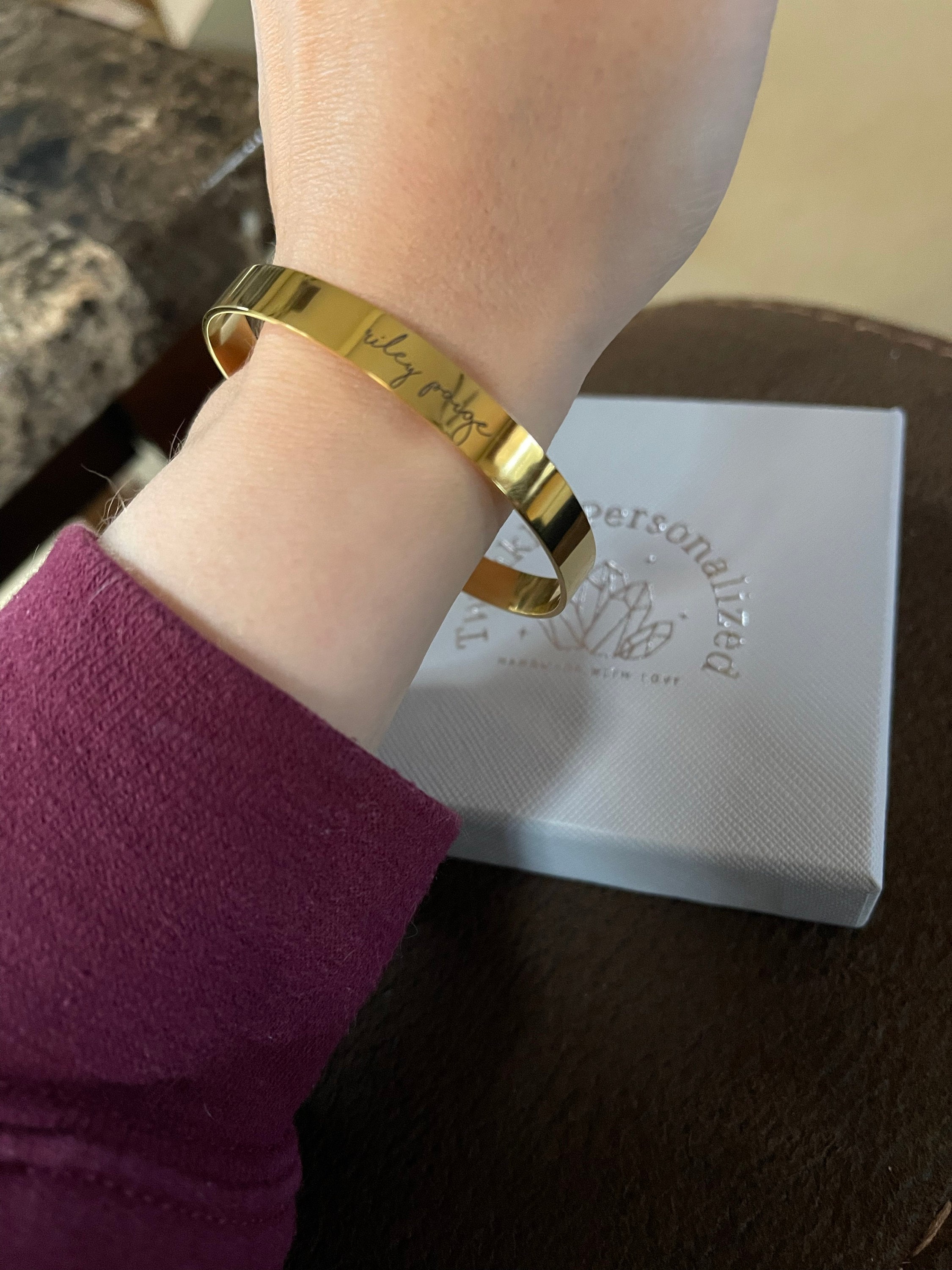Personalized Cuff Bracelet for Women Custom Inspiration Engraved Bracelet Bridesmaids Gift For Her Gold Bangle Bracelet Wedding Jewelry