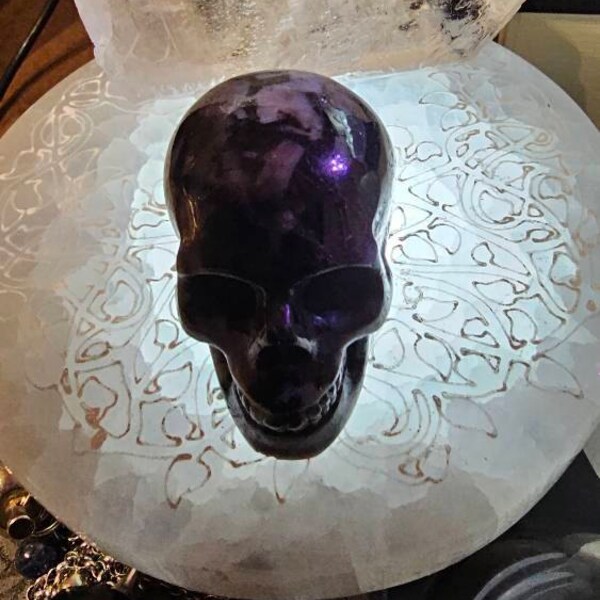 Halloween Decor, Gemstone Necklace of 1.2 Malachite Hand Carved Crystal