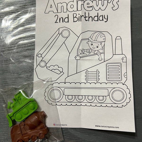 Monster Truck Crayons Party Bag Filler coloring Page Kids Gift Party