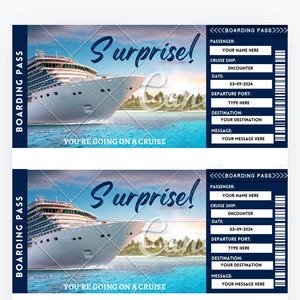 Printable Cruise Ticket Template, Cruise Surprise Ticket, Gift