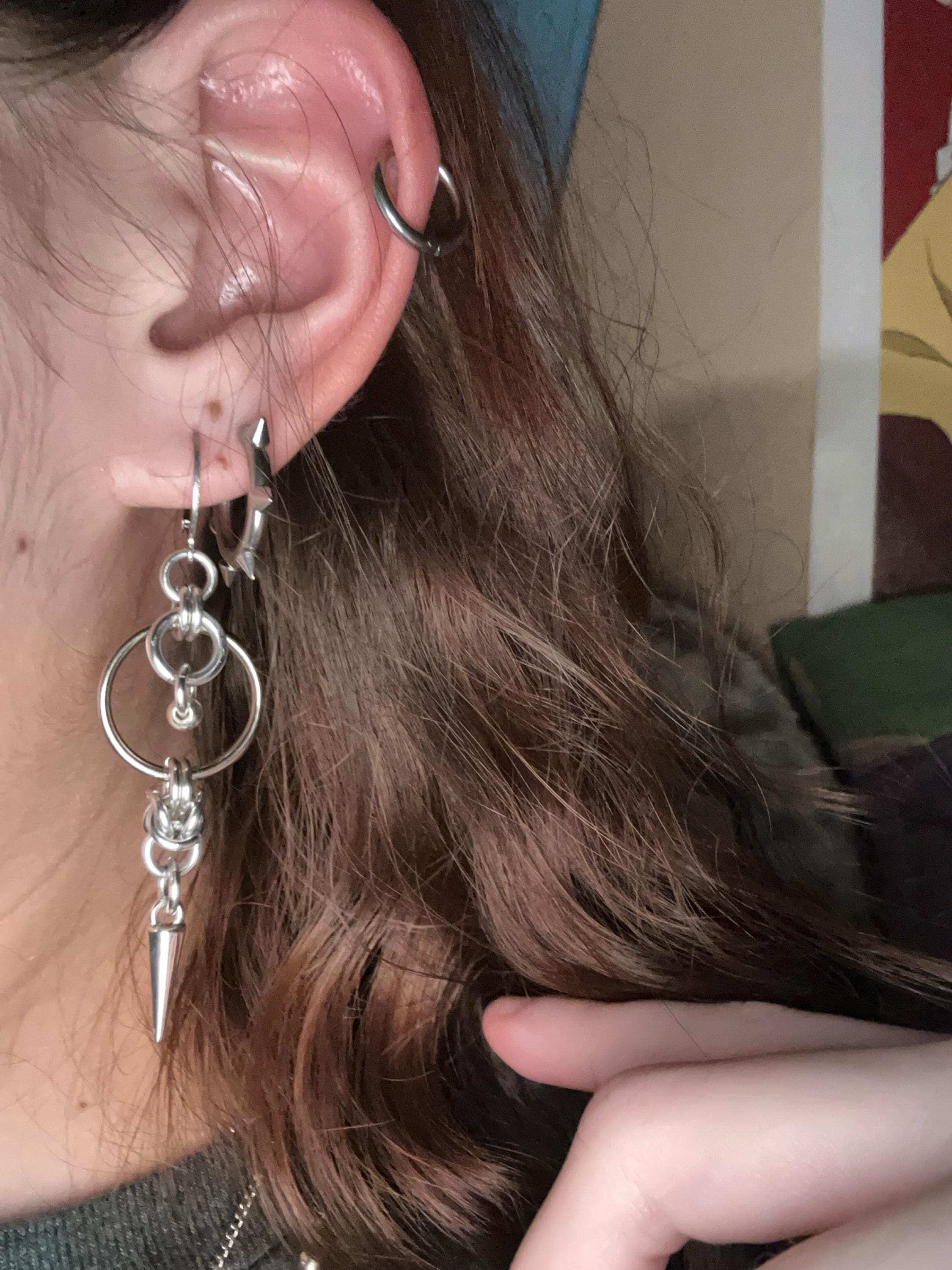 Spiked Byzantine Chainmail Earrings: Gothic Double O Design for Edgy Fashion Enthusiasts