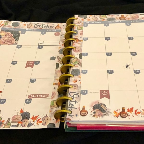Printable October Monthly Kit, Big Happy Planner October Stickers Kit ...