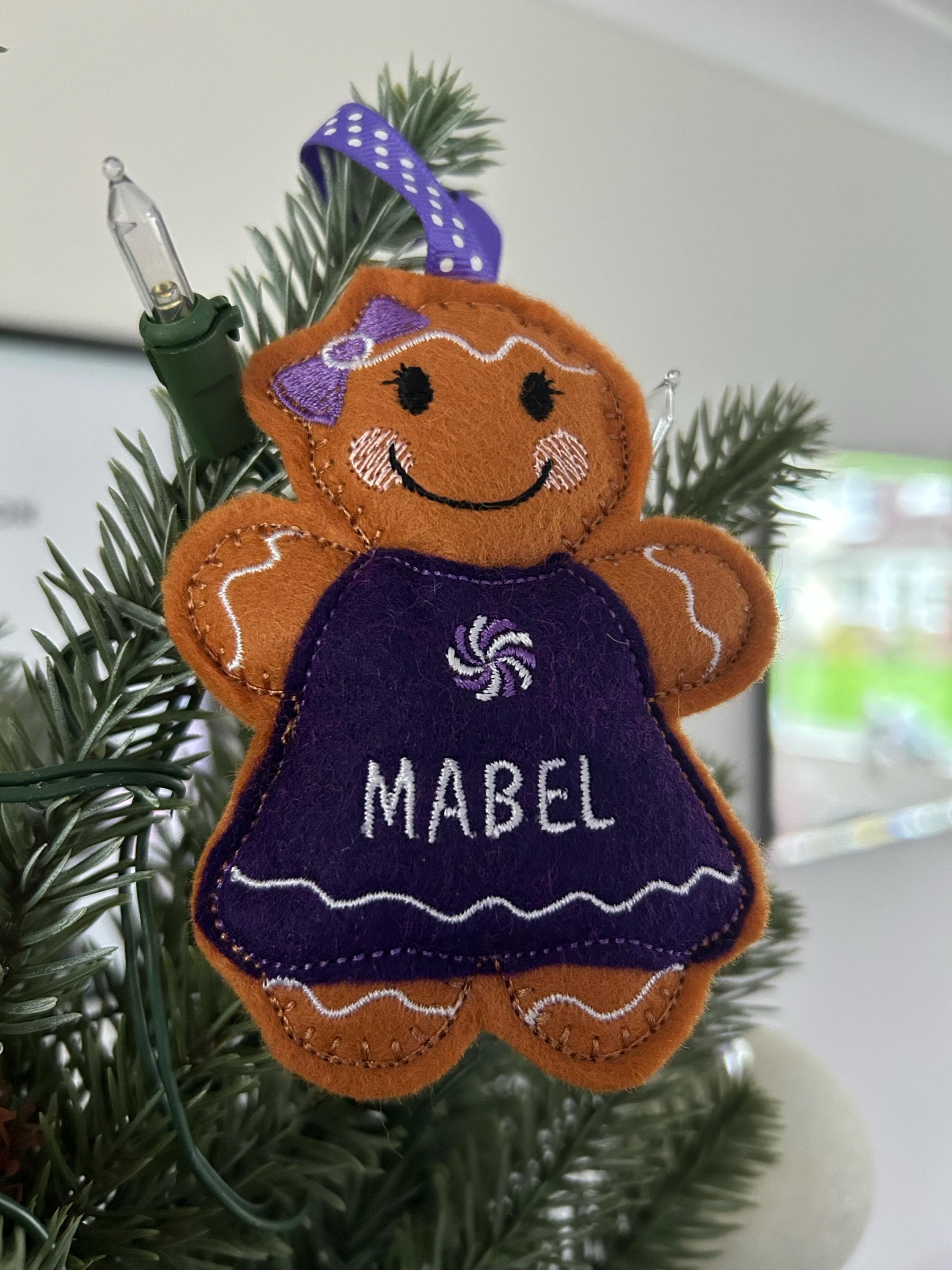 Personalised Felt Gingerbread Christmas Ornament: Tree Hanger