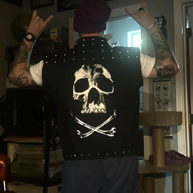 SKULLY Studded Denim Vest - Etsy UK