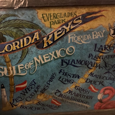 Florida Keys-key West Retro Beach Style Map Print Florida Art Travel ...