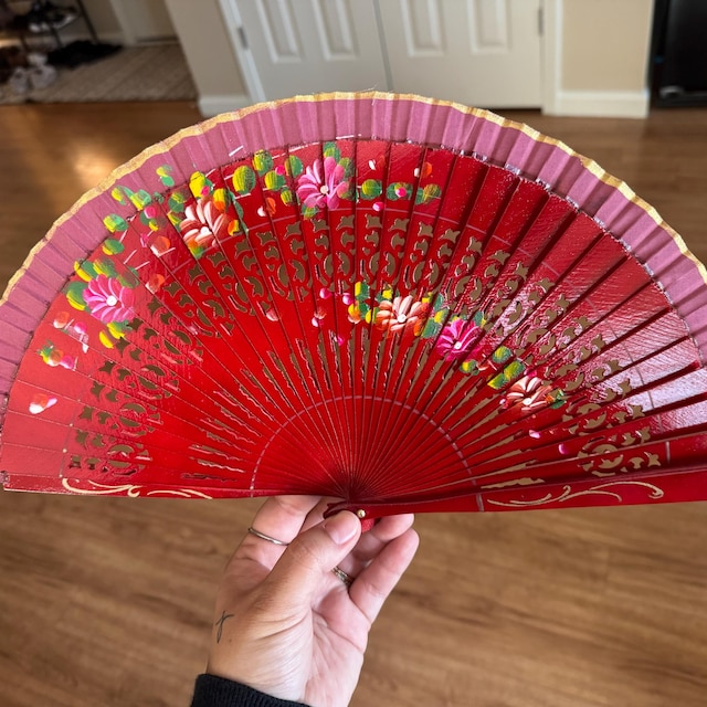 Hand Painted Spanish Abanico Hand Fan Made in Valencia - Lolita Abanico Fan - Ideal Size to Accompany Beautiful Choreographies - Denmark