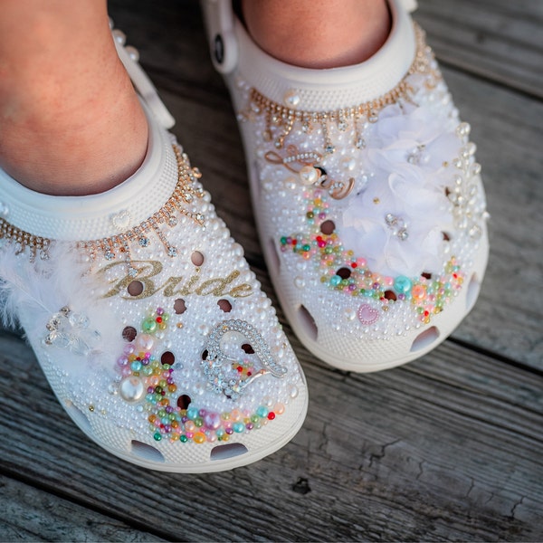 Weding Crocs Custom Bling Wedding Crocs, Bride Crocs, Custom Wedding Gift, Bridal ...