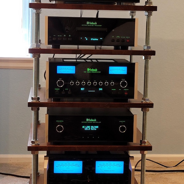 Record Player Stand / Audio Rack With Adjustable Shelf Height ...