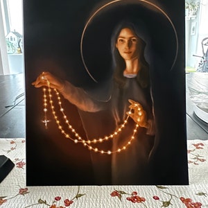 Our Lady of the Rosary Art Print, Virgin Mary, Catholic Art, Catholic ...