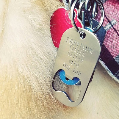 Personalized Bottle Opener Keychain Hand Stamped Steel Dog Tag - Etsy